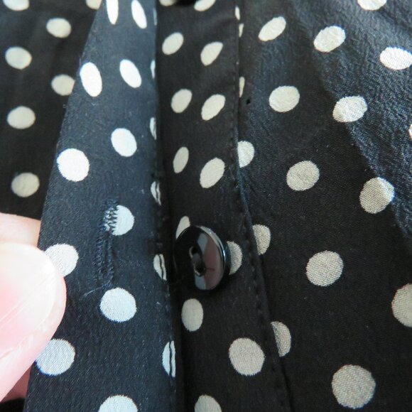 RIXO Lila 100% Silk Polka Dot Floral Embroidered Bib Collar Blouse Cottage Sz S - Picture 7 of 16